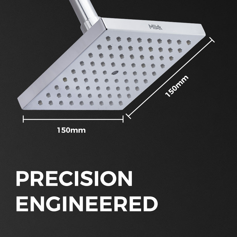 Mila Floro Rain Shower, Rain shower with Air Pressure, ABS shower head surface, Chrom face with grey back cover, MSXX0302CM, Single Function, 150*150mm